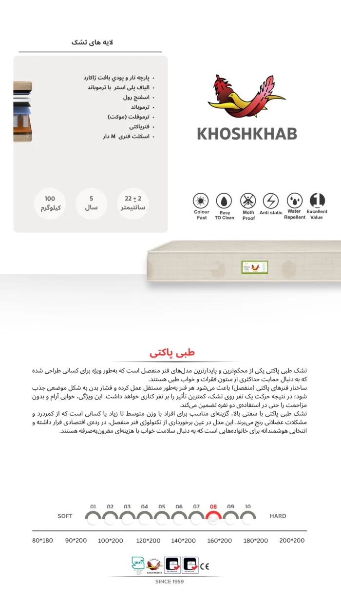 تشک خوشخواب طبی پاکتی 180*200 - Image 2